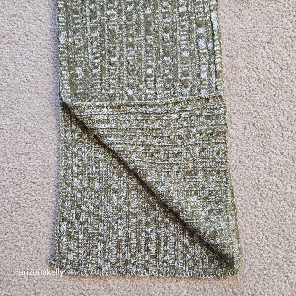 NWOT Marled Cashmere Cable Knit Scarf Green/Ivory - Picture 8 of 14